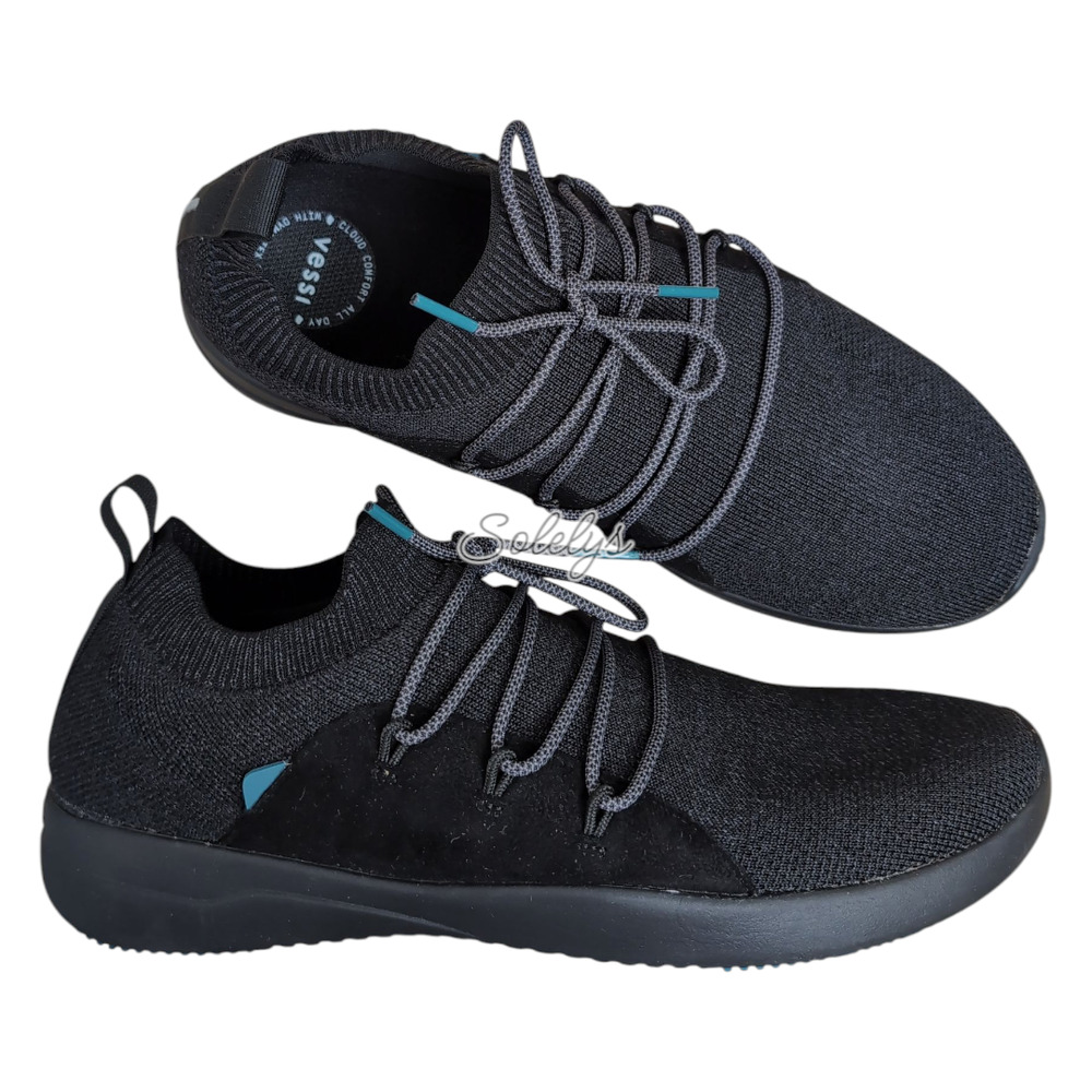 Vessi Cityscape Mens 9 Storm Black Lightweight Knit Waterproof Dyma-Tex Sneaker